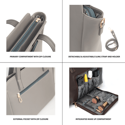 OZO Ladies Fashion Handbag with On-the-Go Makeup Compartment, 15.6 inch Laptop Sleeve and Secure Zipper Pockets - OZO Bags