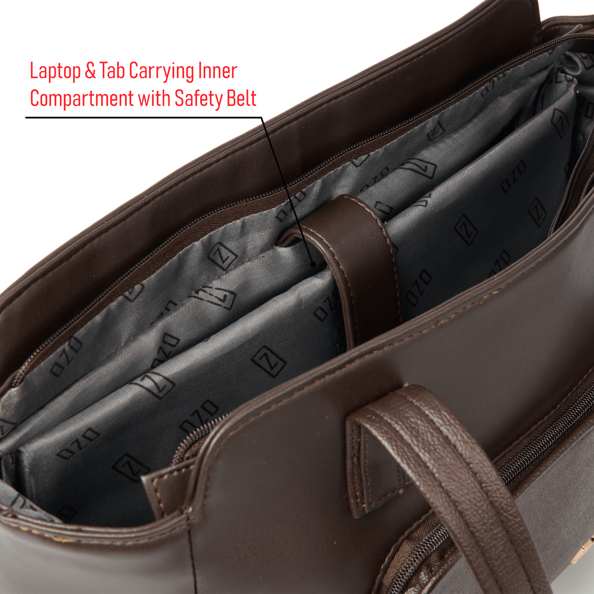 OZO Ladies Fashion Handbag with On-the-Go Makeup Compartment, 15.6 inch Laptop Sleeve and Secure Zipper Pockets - OZO Bags