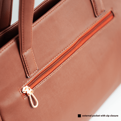 OZO Ladies Fashion Handbag with On-the-Go Makeup Compartment, 15.6 inch Laptop Sleeves and Secure Zipper Pockets - OZO Bags