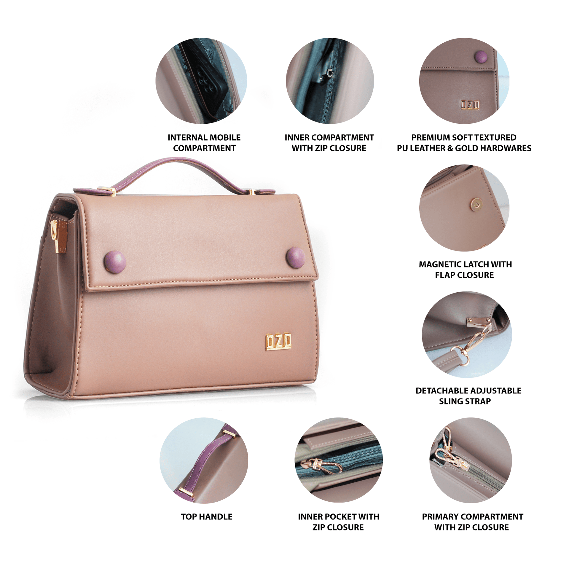 OZO ladies handbags with sling bag - OZO Bags