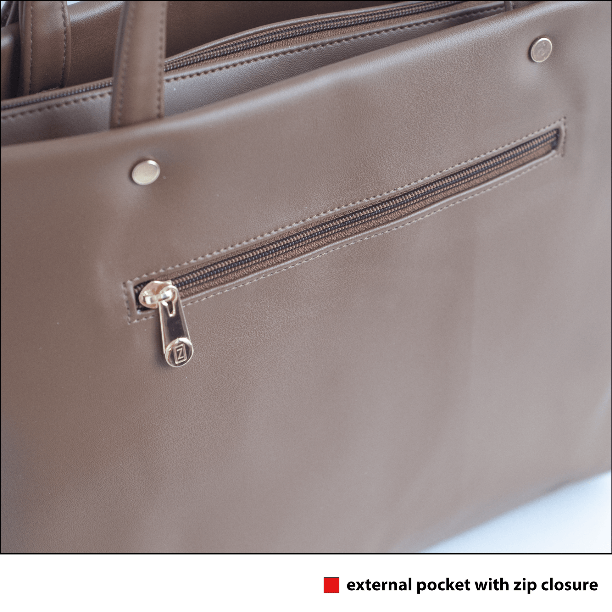 OZO Olive Vegan Leather Tote Bag – 15.5″ Laptop Friendly, Cushioned Handles & Gold Hardware - OZO Bags