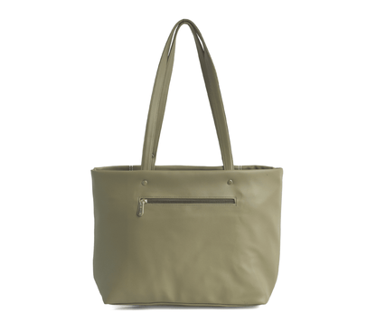 OZO Olive Vegan Leather Tote Bag – 15.5″ Laptop Friendly, Cushioned Handles & Gold Hardware - OZO Bags