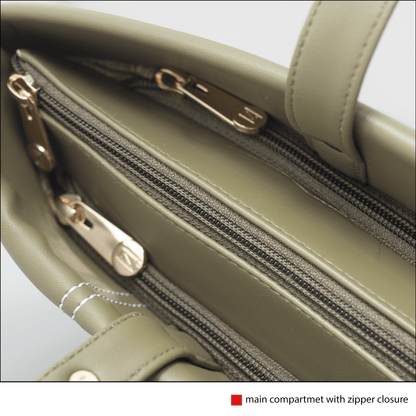 OZO Olive Vegan Leather Tote Bag – 15.5″ Laptop Friendly, Cushioned Handles & Gold Hardware - OZO Bags