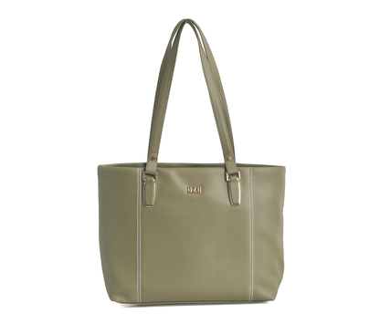 OZO Olive Vegan Leather Tote Bag – 15.5″ Laptop Friendly, Cushioned Handles & Gold Hardware - OZO Bags