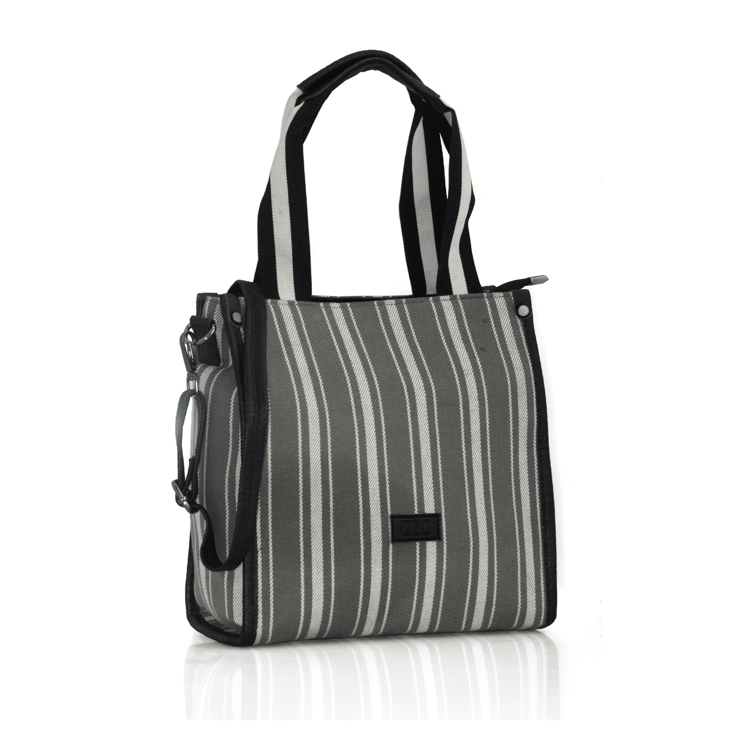 OZO Premium Striped Cotton Tote Bag with Multiple Pockets and Sling Strap - Durable, Lightweight, and Stylish Handbag for Women - OZO Bags