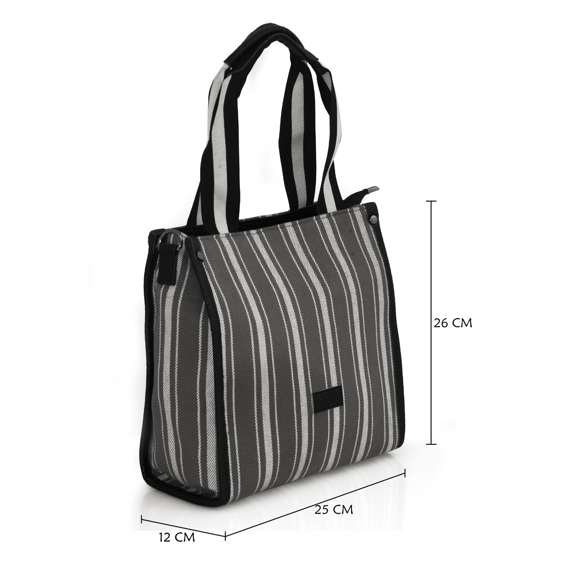 OZO Premium Striped Cotton Tote Bag with Multiple Pockets and Sling Strap - Durable, Lightweight, and Stylish Handbag for Women - OZO Bags