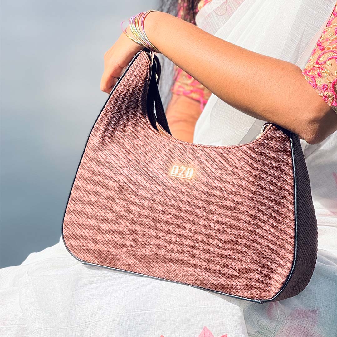 OZO Premium Textured Shoulder Bag for Women – Stylish Everyday Tote with Spacious Interior, Elegant Brown Finish - OZO Bags