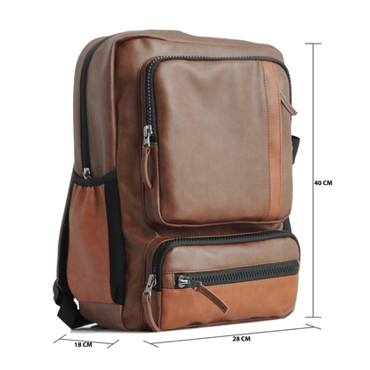 OZO Unisex Backpack 25L | Premium Vegan Leather Backpack | Vintage Travel Laptop Bag | Spacious & Stylish Office, School, and Casual Bag with Multiple Compartments & Anti-Theft Pocket - OZO Bags