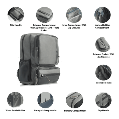 OZO Unisex Backpack 25L | Premium Vegan Leather Backpack | Vintage Travel Laptop Bag | Spacious & Stylish Office, School, and Casual Bag with Multiple Compartments & Anti-Theft Pocket - OZO Bags