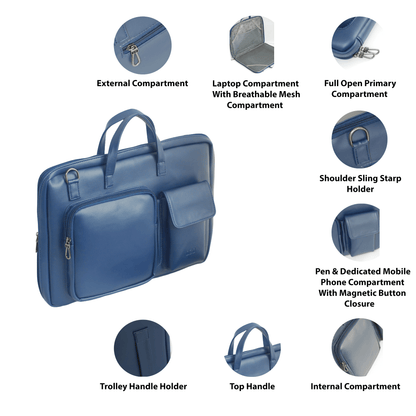OZO Unisex Laptop Workstation Bag | Sleek Business Laptop Bag for Men - Compact, Multi-Compartment, Travel-Friendly with Trolley Handle & Secure Storage - OZO Bags