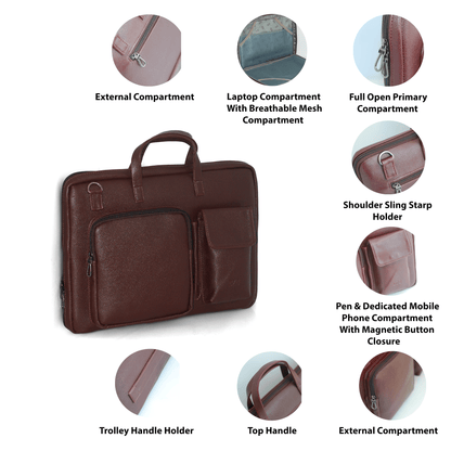 OZO Unisex Laptop Workstation Bag |Sleek Business Laptop Bag for Men - Compact, Multi-Compartment, Travel-Friendly with Trolley Handle & Secure Storage - OZO Bags