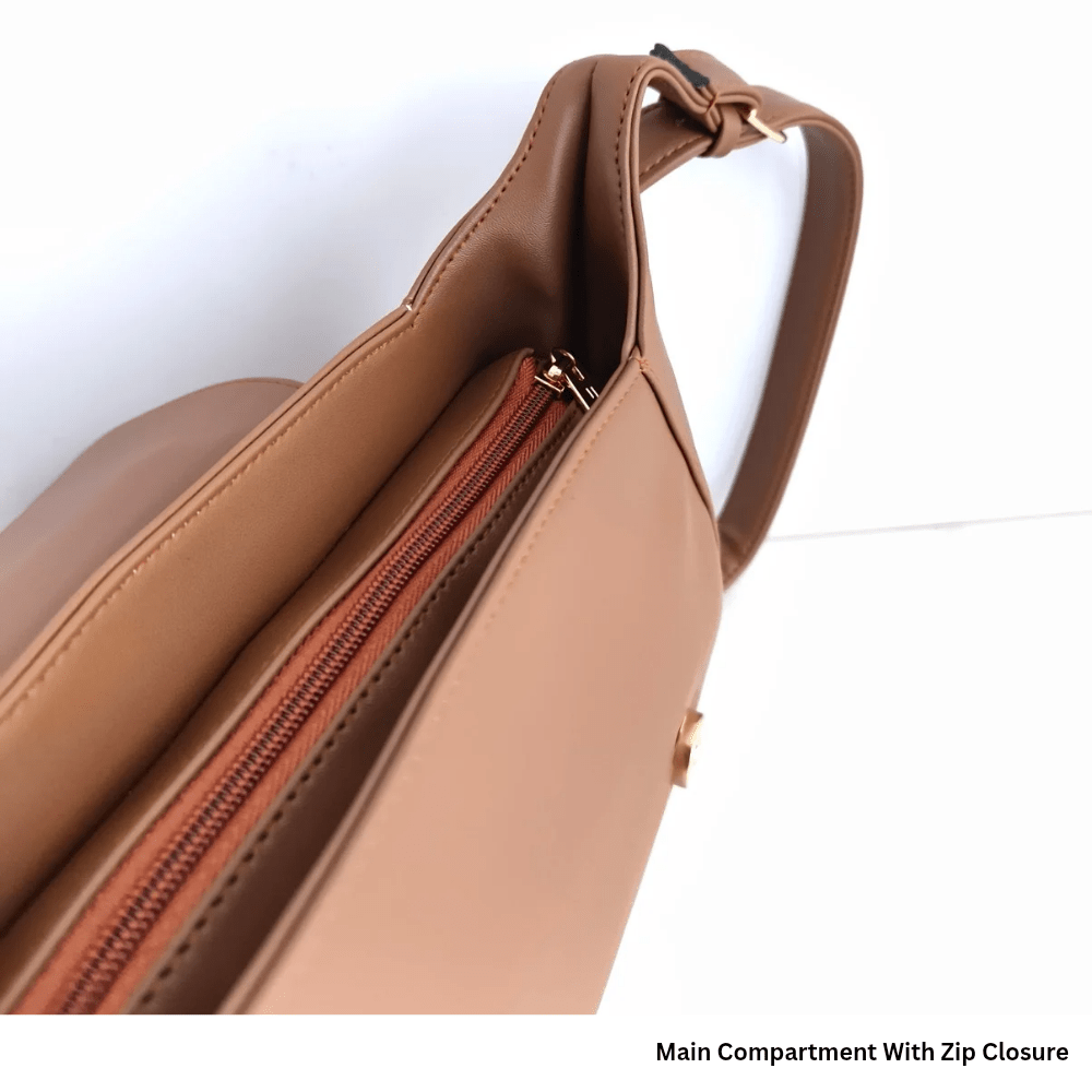 OZO Vegan Leather Sling Bag for Women | Structured Crossbody Bag with Magnetic Flap & Multiple Zip Pockets | Adjustable Strap | Stylish Everyday Shoulder Bag - OZO Bags