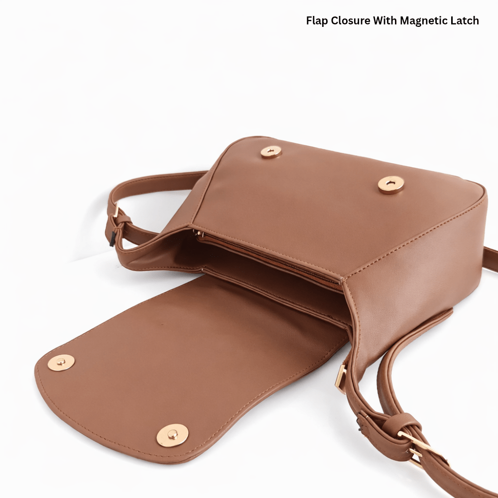 OZO Vegan Leather Sling Bag for Women | Structured Crossbody Bag with Magnetic Flap & Multiple Zip Pockets | Adjustable Strap | Stylish Everyday Shoulder Bag - OZO Bags
