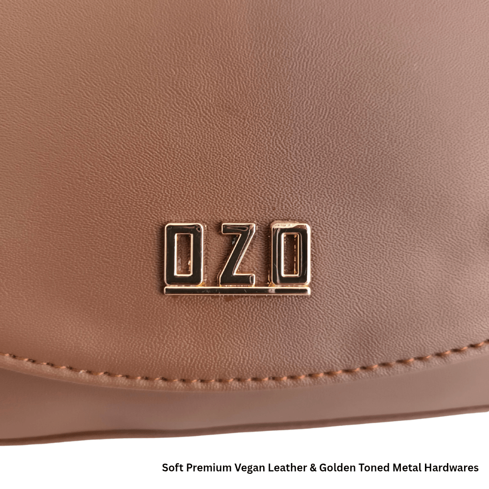 OZO Vegan Leather Sling Bag for Women | Structured Crossbody Bag with Magnetic Flap & Multiple Zip Pockets | Adjustable Strap | Stylish Everyday Shoulder Bag - OZO Bags