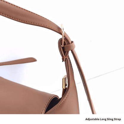 OZO Vegan Leather Sling Bag for Women | Structured Crossbody Bag with Magnetic Flap & Multiple Zip Pockets | Adjustable Strap | Stylish Everyday Shoulder Bag - OZO Bags