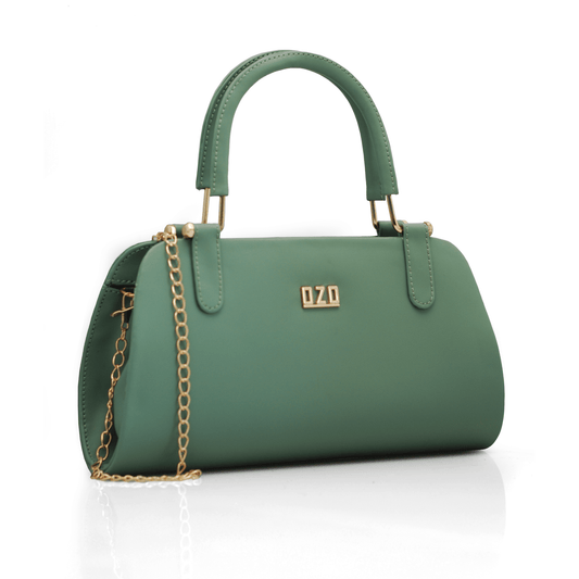 Premium Vegan Leather Handbag with Gold Chain Strap | Women's Fashion Purse with Double Cushioned Handles and Zip Closure - OZO Bags