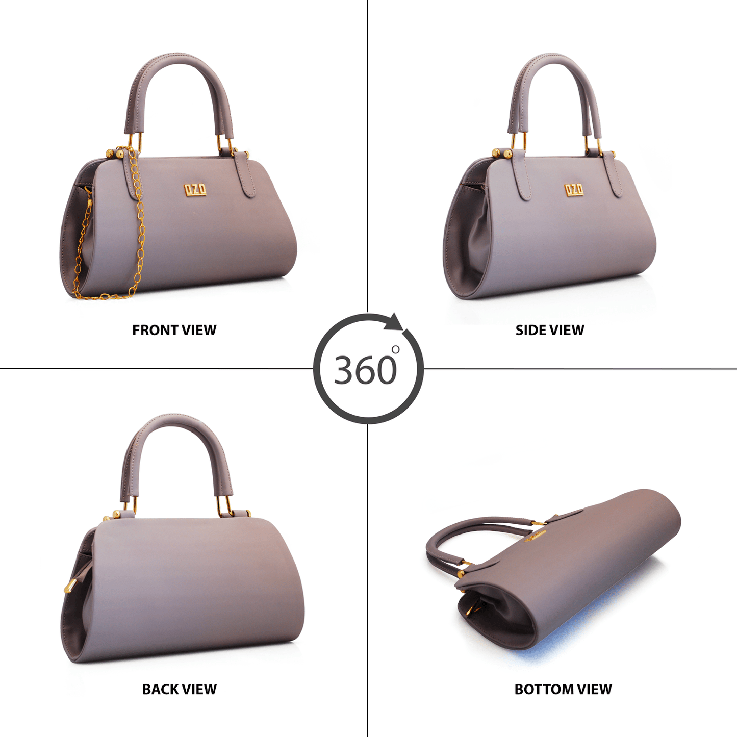 Premium Vegan Leather Handbag with Gold Chain Strap | Women's Fashion Purse with Double Cushioned Handles and Zip Closure - OZO Bags