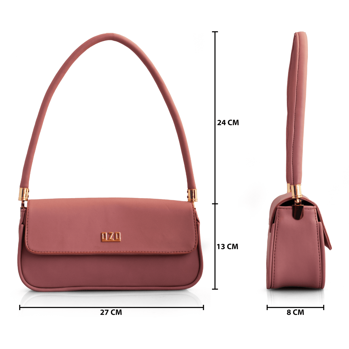 Premium Vegan Leather Handbag with Golden-Toned Hardware and Top Handle - Stylish & Sustainable - OZO Bags