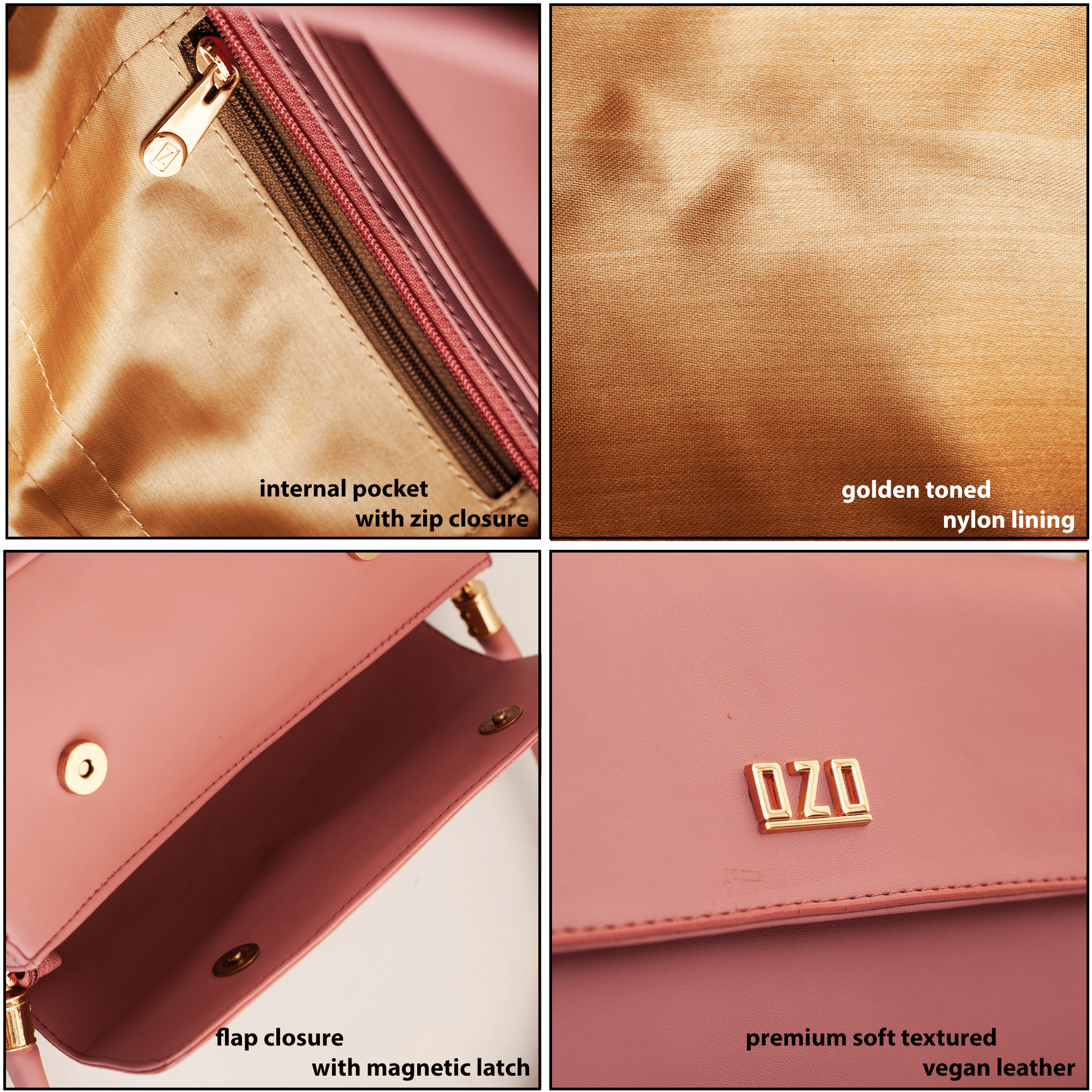 Premium Vegan Leather Handbag with Golden-Toned Hardware and Top Handle - Stylish & Sustainable - OZO Bags