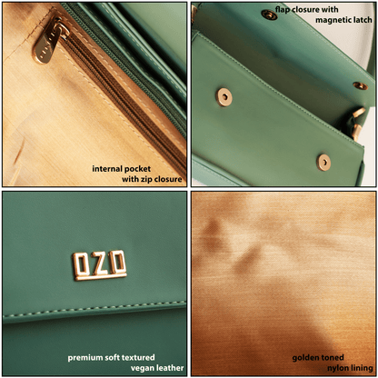Premium Vegan Leather Handbag with Golden-Toned Hardware and Top Handle - Stylish & Sustainable - OZO Bags