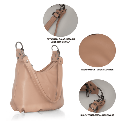 Premium Vegan Leather Handbag - Women's Stylish Shoulder Bag with Adjustable Sling Strap, Multi-Pocket Design, Lightweight & Durable - OZO Bags
