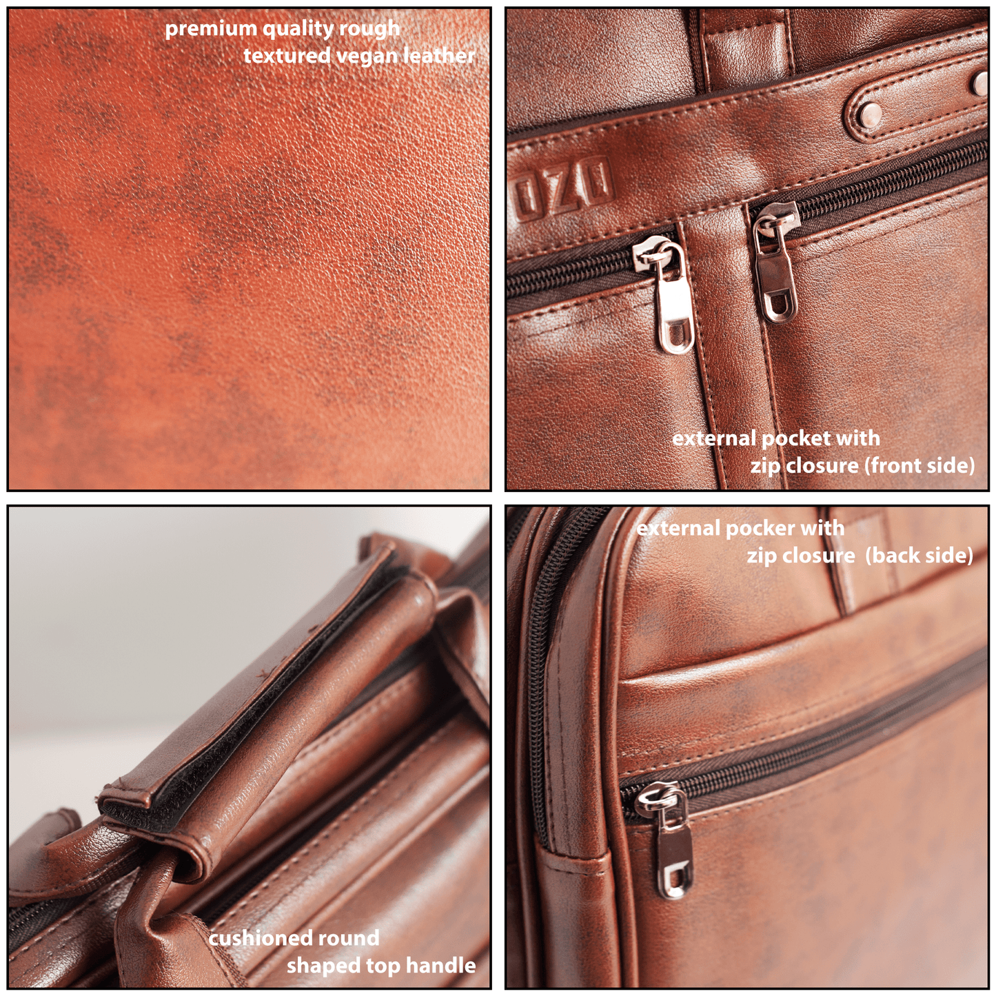 Premium Vegan Leather Laptop Bag with Detachable Compartments and Adjustable Strap - OZO Bags