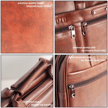 Premium Vegan Leather Laptop Bag with Detachable Compartments and Adjustable Strap - OZO Bags