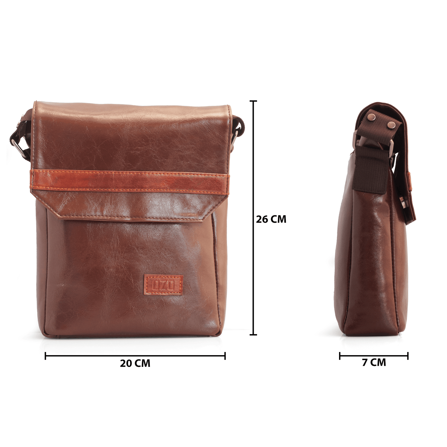 Premium Vegan Leather Messenger Bag for Men – Stylish Crossbody Shoulder Bag with Multiple Pockets & Adjustable Strap - OZO Bags