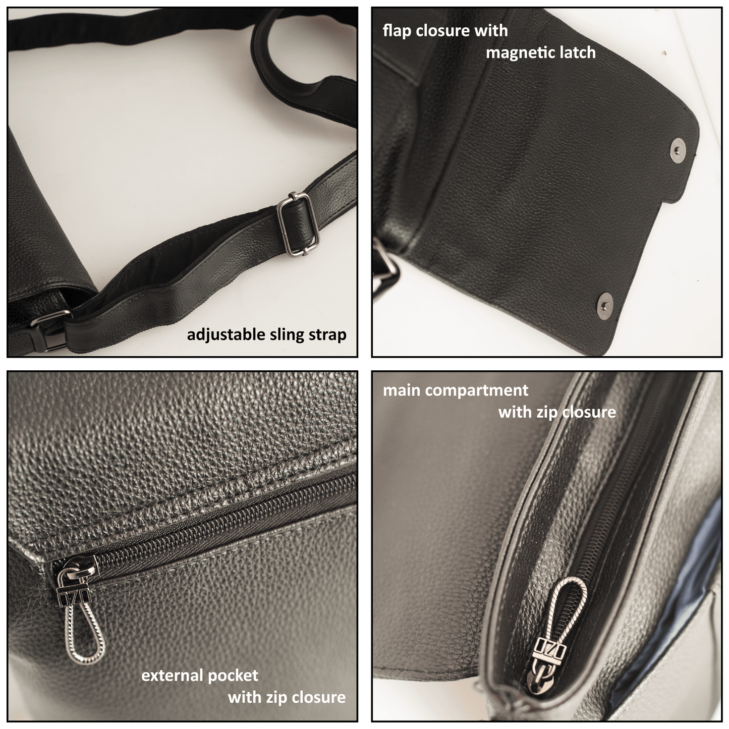 Premium Vegan Leather Sling Bag for Men - Crossbody Shoulder Bag with Adjustable Strap, Multiple Compartments & Magnetic Closure - OZO Bags