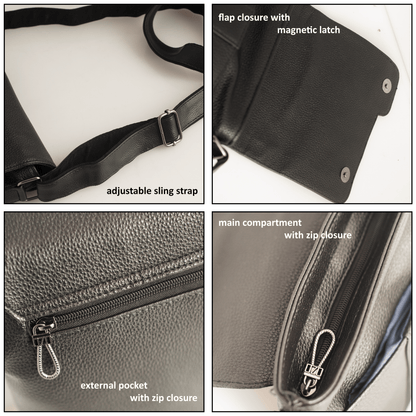 Premium Vegan Leather Sling Bag for Men - Crossbody Shoulder Bag with Adjustable Strap, Multiple Compartments & Magnetic Closure - OZO Bags