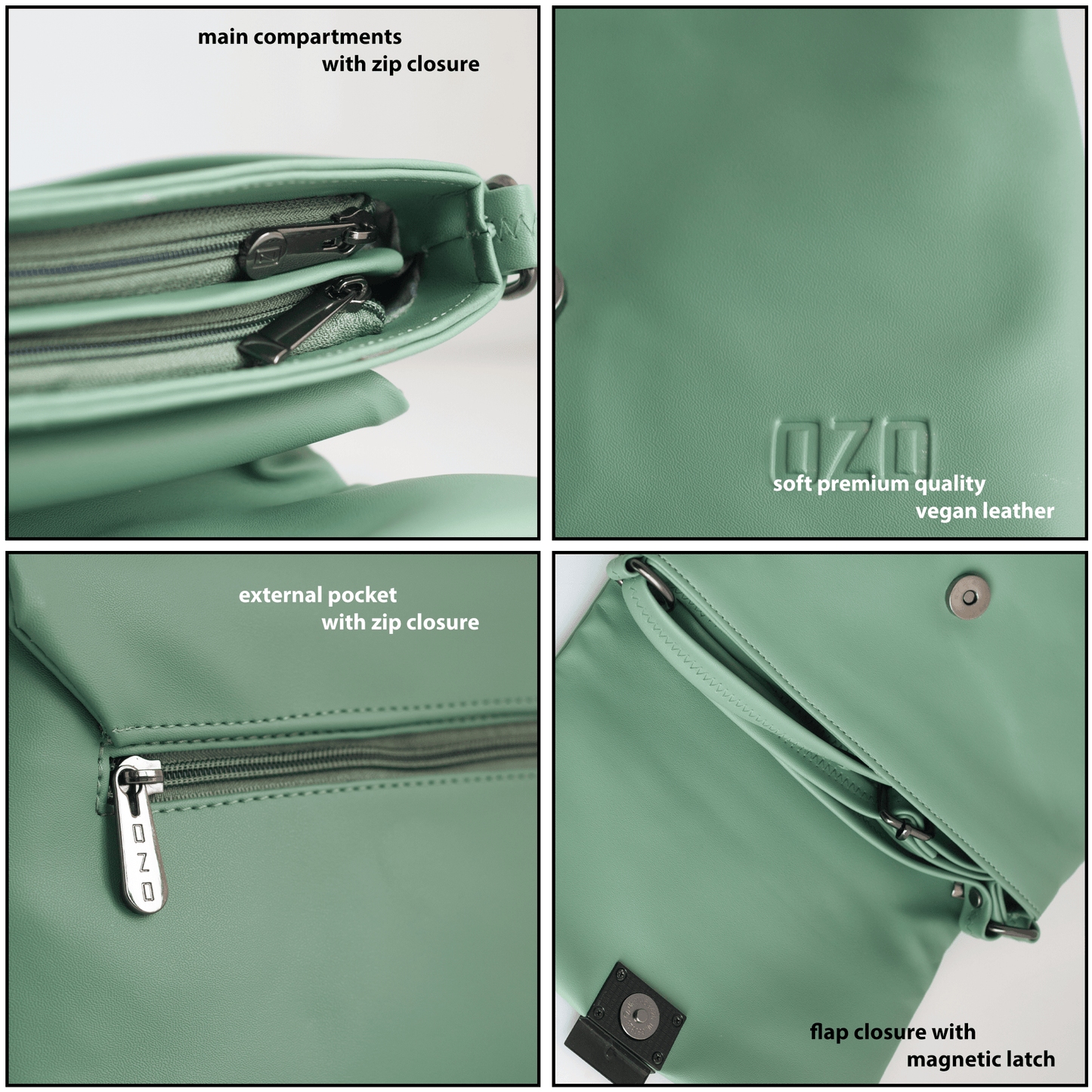 Premium Vegan Leather Sling Bag with Adjustable Strap and Magnetic Closure - Compact and Stylish - OZO Bags