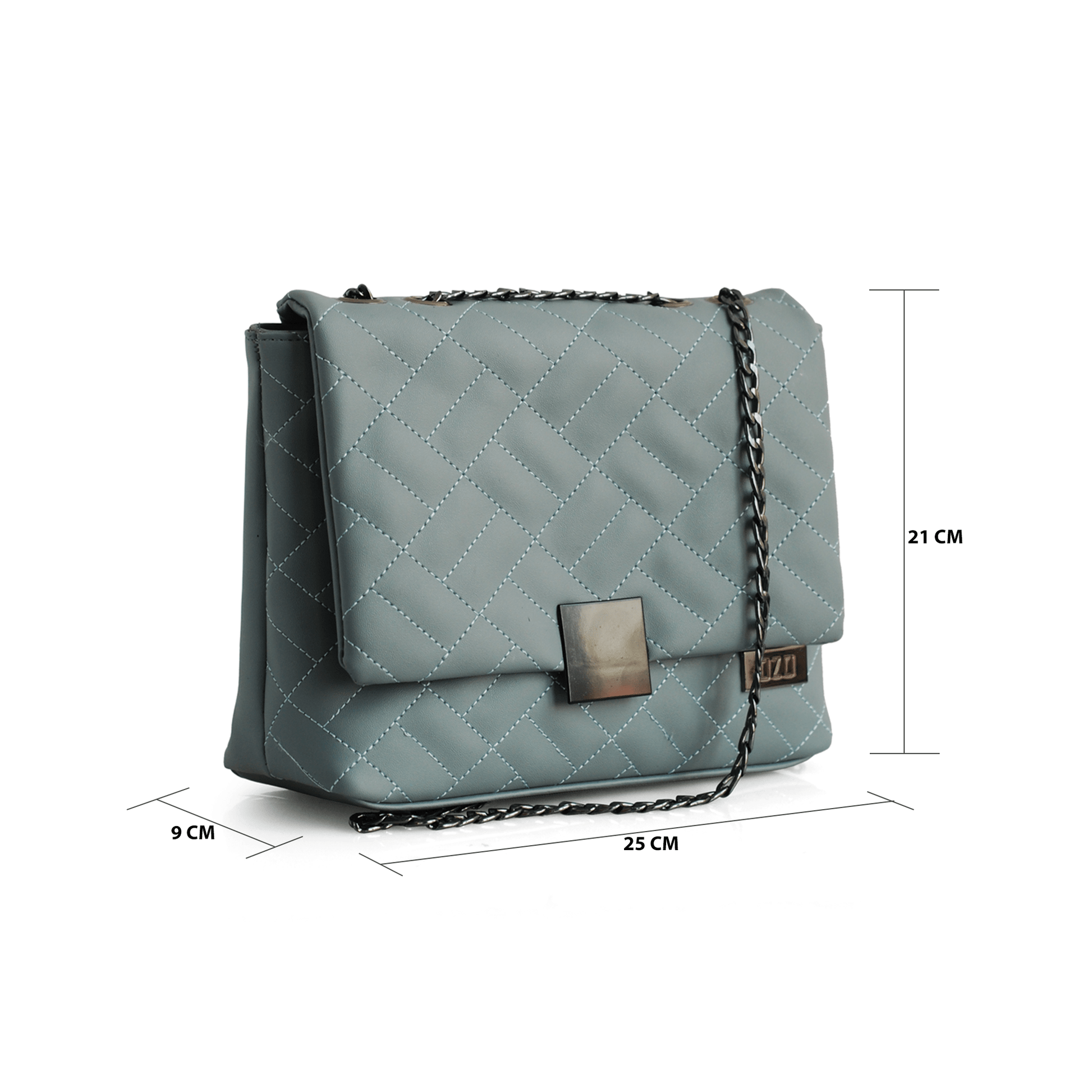 Quilted Faux Leather Handbag with Black Chain Sling | Women's Magnetic Flap Closure Purse with Multiple Compartments - OZO Bags