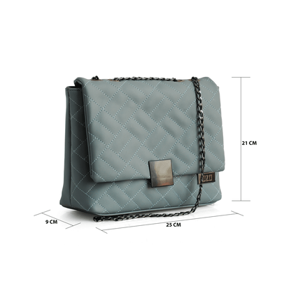 Quilted Faux Leather Handbag with Black Chain Sling | Women's Magnetic Flap Closure Purse with Multiple Compartments - OZO Bags
