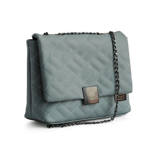 Quilted Faux Leather Handbag with Black Chain Sling | Women's Magnetic Flap Closure Purse with Multiple Compartments - OZO Bags