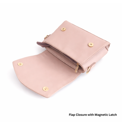 Elegant Vegan Leather Sling Bag for Women with Magnetic Flap & Multiple Zip Pockets | Stylish Everyday Crossbody Bag