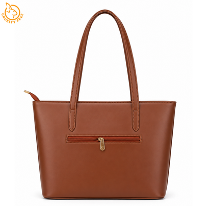 Premium Vegan Leather Laptop Tote Bag for Women | Water-Resistant Shoulder Handbag with 15.6-inch Laptop Sleeve, Multi-Pocket Organizer, and Secure Zipper Closure