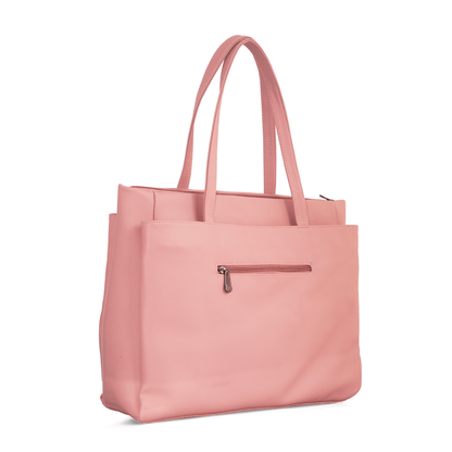Stylish Pink Vegan Leather Hand Bag with Sling - 15.6" Laptop Sleeve Daily Use & Work Bag - OZO Bags