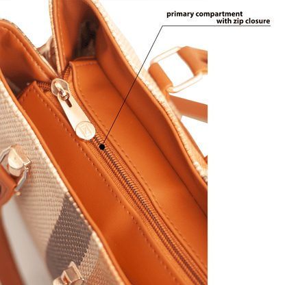 Stylish Striped Vegan Leather Handbag with Sling – Everyday & Work Use, 10L Capacity - OZO Bags