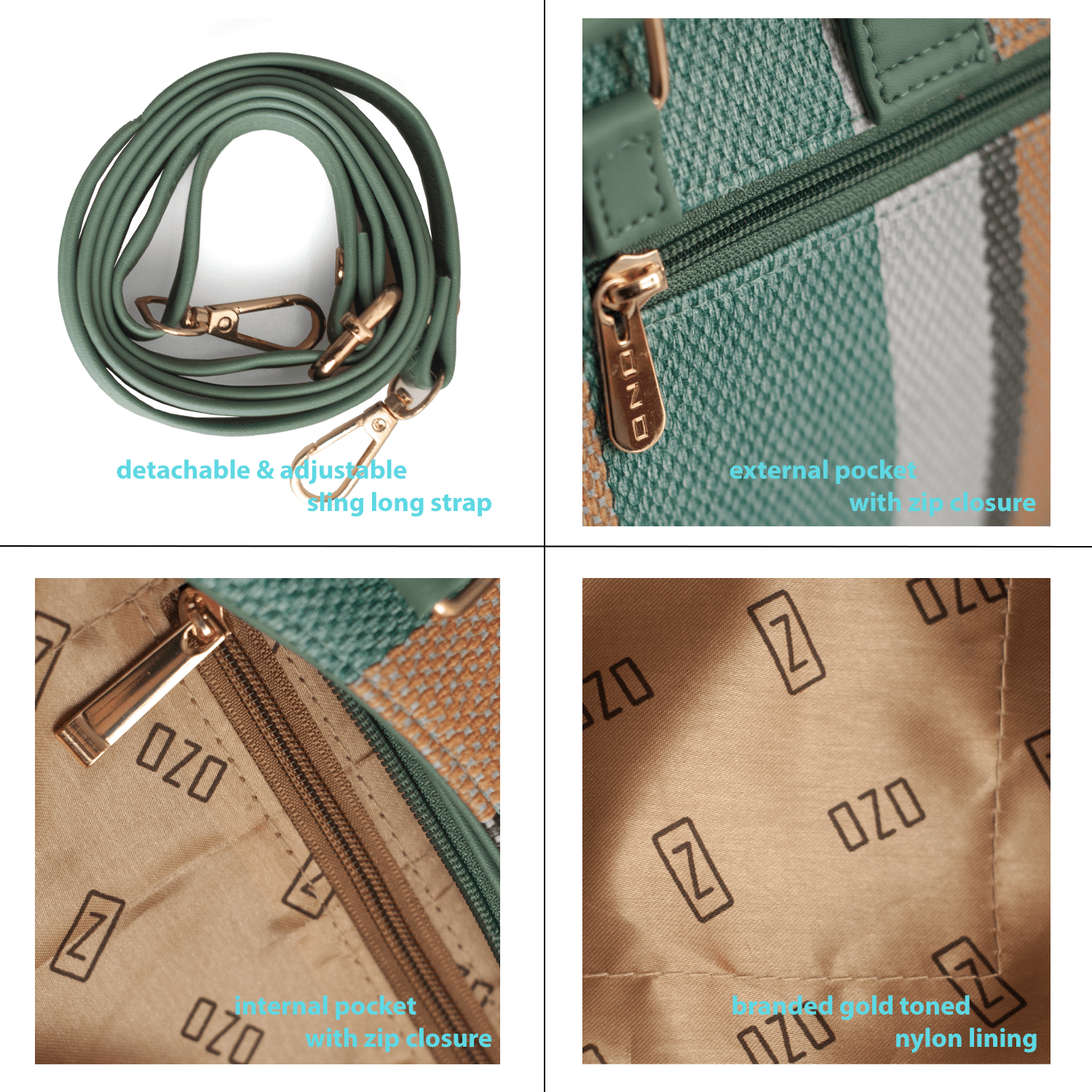 Stylish Striped Vegan Leather Handbag with Sling – Everyday & Work Use, 10L Capacity - OZO Bags