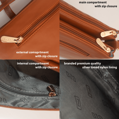 Stylish Vegan Leather Pink Sling Bag with Multiple Compartments – Perfect for Everyday Use - OZO Bags