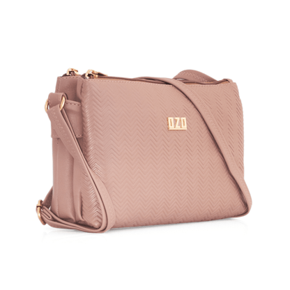 Stylish Vegan Leather Pink Sling Bag with Multiple Compartments – Perfect for Everyday Use - OZO Bags