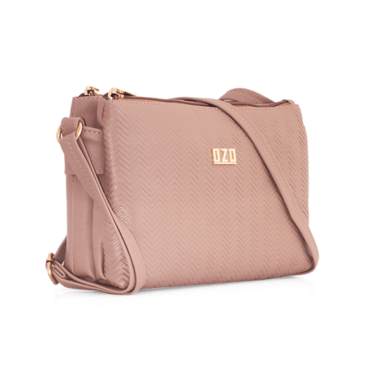 Stylish Vegan Leather Pink Sling Bag with Multiple Compartments – Perfect for Everyday Use - OZO Bags