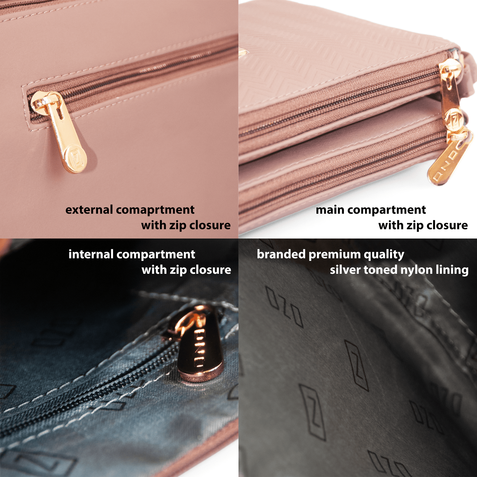 Stylish Vegan Leather Pink Sling Bag with Multiple Compartments – Perfect for Everyday Use - OZO Bags