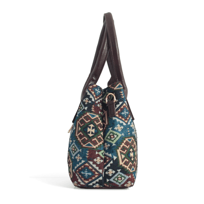 Trendy Women's Handbag with Ethnic Print – Spacious, Multi-Compartment Bag with Adjustable Sling Strap - OZO Bags