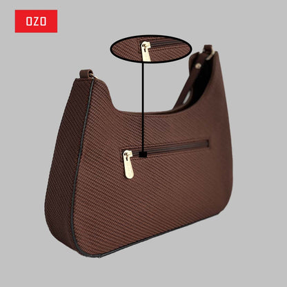 OZO Premium Textured Shoulder Bag for Women – Stylish Everyday Tote with Spacious Interior, Elegant Brown Finish