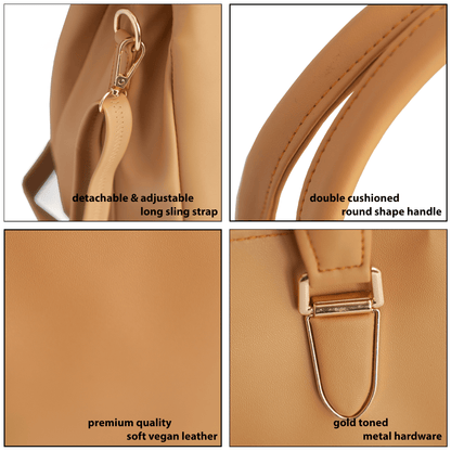 Yellow Vegan Leather Hand Bag with Sling - Detachable Strap, Spacious Compartments, Daily Use & Work Bag - OZO Bags