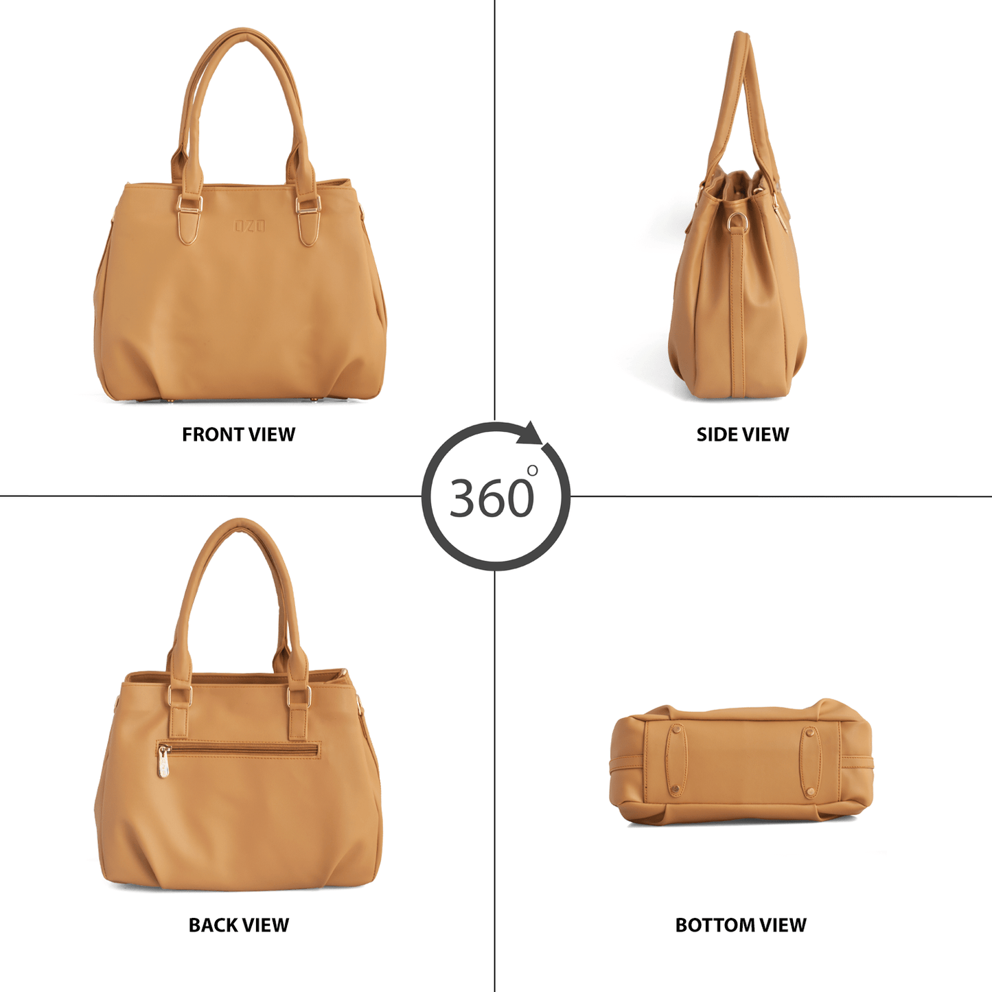 Yellow Vegan Leather Hand Bag with Sling - Detachable Strap, Spacious Compartments, Daily Use & Work Bag - OZO Bags